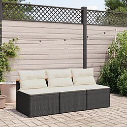 vidaXL Canapés de jardin sans accoudoirs avec coussins 2 pcs noir