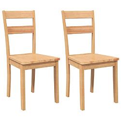 vidaXL Chaises à manger 2 pcs bois massif naturel caoutchouc