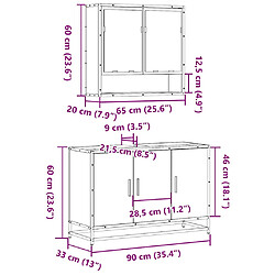 vidaXL Ensemble de meubles de salle de bain 2 pcs Sonoma gris pas cher
