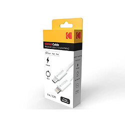 Avis KODAK Câble USB-C Premium vers Cable Chargeur iPhone/iPad Lightning 1m - Charge et Transfert de Données Haute Vitesse, Design Résistant - Blanc