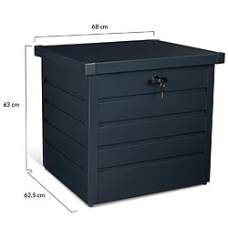 Idmarket Coffre de rangement métal verrouillable gris anthracite pour jardin 200L 68x62,5x63 cm pas cher
