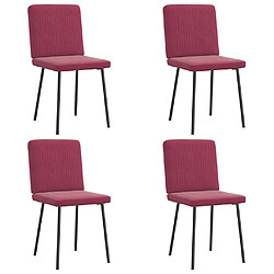 vidaXL Chaises à manger lot de 4 Rouge bordeaux Velours