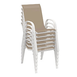Acheter Idmarket Salon de jardin MADRID table 190 cm et 8 chaises - Blanc/Beige