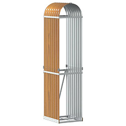 vidaXL Porte-bûches marron clair 40x45x170 cm acier galvanisé