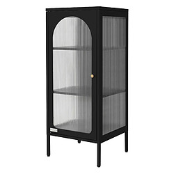 ML-Design Vitrine de salon 42x102,5x40 cm, noir, étroite avec 3 compartiments de rangement/étagères et 1 porte