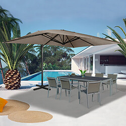 Idmarket market Parasol Déporté Rotatif CALVI Taupe 3x4 m