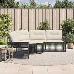 vidaXL Canapé de jardin et coussins et repose-pied en forme de L rotin