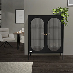 ML-Design Armoire vitrine 80x102,5x40 cm, noir, avec 3 étagères/rayons & 2 portes