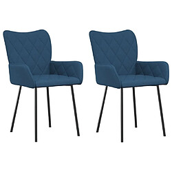 vidaXL Chaises à manger lot de 2 bleu tissu