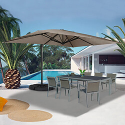 Idmarket market Parasol Déporté Rotatif CALVI Taupe 3x4 m