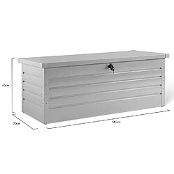Idmarket Coffre de rangement métal verrouillable gris clair pour jardin 600L 165x70x63 cm pas cher