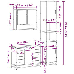 vidaXL Ensemble de meubles de salle de bain 3 pcs Chêne fumé pas cher