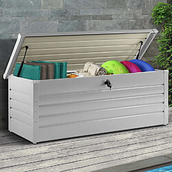 Acheter Idmarket Coffre de rangement métal verrouillable gris clair pour jardin 600L 165x70x63 cm