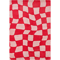 Jardindeco Tapis intérieur à poils longs Swing 383 rouge 80 x 140 cm.