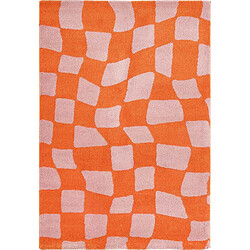 Jardindeco Tapis intérieur à poils longs Swing 383 orange 80 x 140 cm.