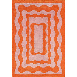 Jardindeco Tapis intérieur à poils longs Swing 382 orange 80 x 140 cm.