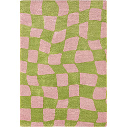 Jardindeco Tapis intérieur à poils longs Swing 383 vert 80 x 140 cm.