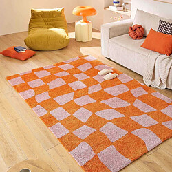 Jardindeco Tapis intérieur à poils longs Swing 383 orange 80 x 140 cm.