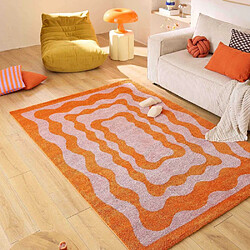 Jardindeco Tapis intérieur à poils longs Swing 382 orange 120 x 160 cm.