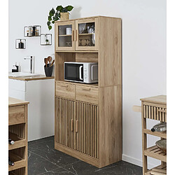 The Home Deco Factory Buffet de cuisine 4 portes 2 tiroirs Saulk en bois - Marron