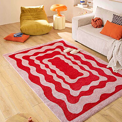 Jardindeco Tapis intérieur à poils longs Swing 382 rouge 80 x 140 cm.