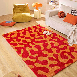 Jardindeco Tapis intérieur à poils longs Swing 384 rouge 80 x 140 cm.