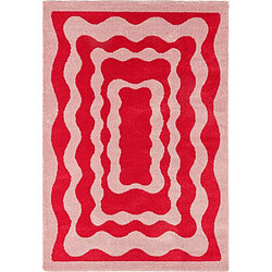 Jardindeco Tapis intérieur à poils longs Swing 382 rouge 80 x 140 cm.