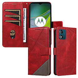 Coque Motorola MOTO E13 - Rouge Étui magnétique en cuir PU - Emplacements pour cartes - Fonction support
