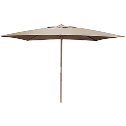 Proloisirs Parasol avec mât en bois 300x200 cm Ori taupe.