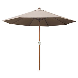 Proloisirs Parasol en bois 300 cm avec manivelle Holly taupe.