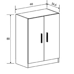 Pegane meuble bas de cuisine 2 portes - Beige