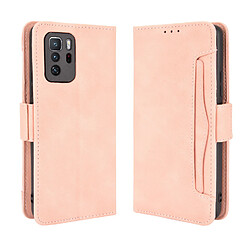 Coque pour Xiaomi Poco X3 GT - Rose Étui portefeuille cuir PU - Porte-cartes intégré - Design pratique et sécurisé