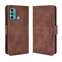 Motorola Moto G40 Fusion/G60 - Marron Étui portefeuille en cuir PU - Design multifonction - Fermeture magnétique