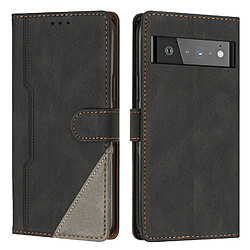 Coque pour Google Pixel 6 Pro 5G - Noir Étui portefeuille en cuir PU - Protection complète - 3 emplacements pour cartes - Fermeture magnétique