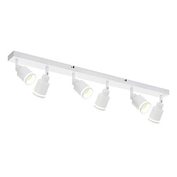 NETTLIFE Plafonnier Blanc moderne : 6 spots de plafond orientables, en métal, GU10 pour bureau, chambre, salle à manger, sans ampoule