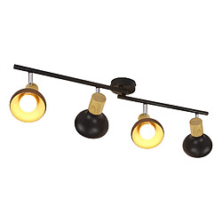 NETTLIFE Spot de plafond vintage E14 intérieur 350° orientable noir Pivotant 350° Industriel 4 flammes rond