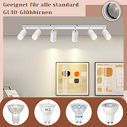 NETTLIFE Plafonnier 6 Spots moderne : plafonnier blanc spot GU10 spots orientables à 355°métal intérieur pour cuisine, salon, chambre, sans ampoule