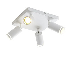 NETTLIFE Spot de plafond blanc 4 ampoules moderne spot GU10 spots orientable intérieur métal