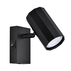 NETTLIFE Spot mural 1 flamme noir - Applique avec interrupteur métal GU10 Lampe de couloir orientable 350° MAX. 40W