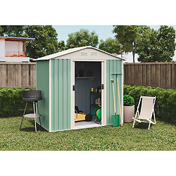 Wasabi Abri de Jardin Métal 2,43m2 Nybro – Porte coulissante double - Grilles de ventilation