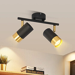 NETTLIFE Spot de plafond GU10 lampe de couloir noir or spot vintage rotatif à 350° pour salon chambre cuisine