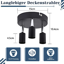 Nettlife Plafonnier LED 3 spots GU10 - Noir pas cher