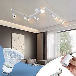 NETTLIFE Plafonnier LED 6 spots GU10 - Spot de Plafond Lampe de Plafond Moderne Intérieur Blanc pour Salon Salle de Bain Cuisine Bureau