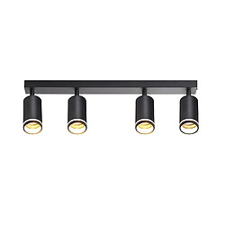 NETTLIFE Plafonnier LED 4 flamme - Noir Plafonnier GU10 Spot pivotant Applique murale en bois Spot mural pour salon chambre Sans ampoule