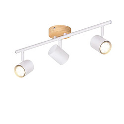 NETTLIFE Plafonnier LED 3 flamme - Blanc Plafonnier GU10 Spot pivotant Applique murale en bois Spot mural pour salon chambre Sans ampoule