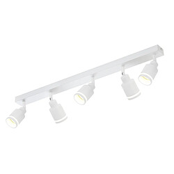 NETTLIFE Plafonnier Blanc moderne : 5 spots de plafond orientables en métal, plafonnier GU10, pour chambre, salle à manger, sans ampoule