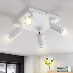 NETTLIFE Spot de plafond blanc 4 ampoules moderne spot GU10 spots orientable intérieur métal