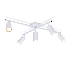 NETTLIFE Plafonnier Blanc LED Spot de plafond GU10 5 flammes Moderne Salon 330°Pivotant Industrielle