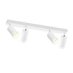 NETTLIFE Spot de plafond blanc 4 ampoules plafonnier moderne spot GU10 spots orientable intérieur métal