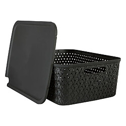 Atmosphera Panier de rangement tressé avec couvercle TRESSY - Noir